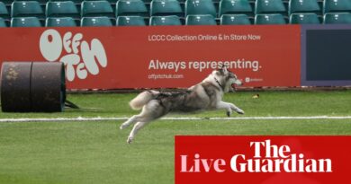 Dog stops play at Leicestershire as title race warms up: county cricket, day 3– live
