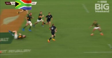 Kurt-Lee Arendse’s pursue South Africa vs the New Zealand All Blacks in Baltimore