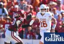 Oklahoma stun No 1 Texas as Sandell’s last-second kick seals Red River upset