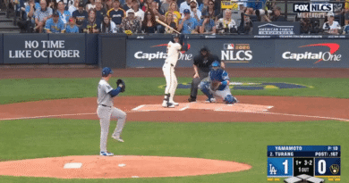 The Brewers get on board with a Brice Turang double and a William Contreras single off of Dodgers’ Ace Yoshinobu Yamamoto in Game 2