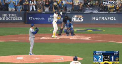 Christian Yelich, the primary ever Brewer Captain to put on a ‘C’ patch on his jersey, delivers a Go-ahead single after being out of the lineup in Game 1