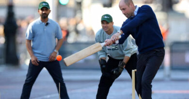 Ajinkya Rahane, Ganguly play tennis-ball cricket with Britain’s Prince WIlliam exterior Buckingham Palace